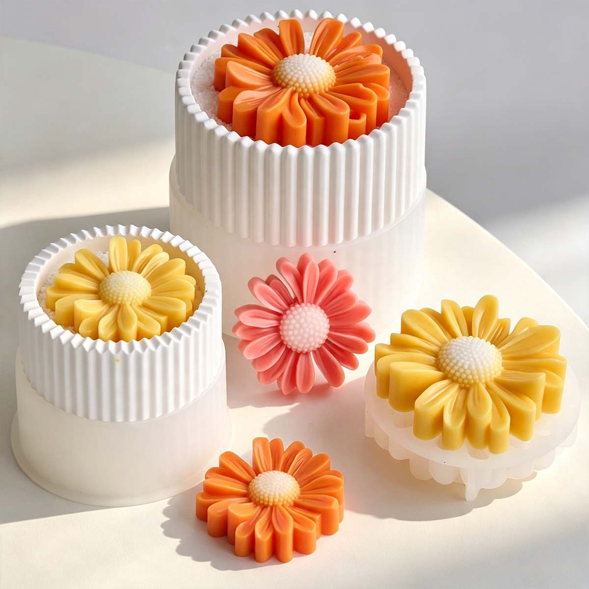 Potsticker Mold - 丸型ストライプキャンドルジャー用シリコンモールド DIY手作り石膏コンクリート樹脂製植木鉢収納ボックス クラフト鋳型 ホームデコレーション