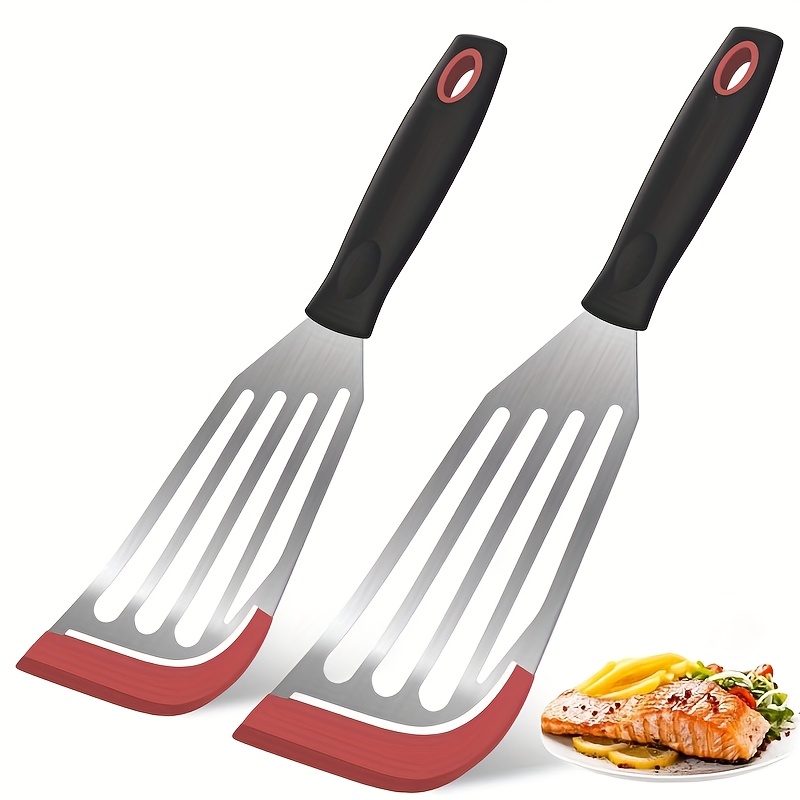 Okonomiyaki Spatula - ステンレス鋼シリコン製スパチュラ、高温耐性のある魚料理用スパチュラ、フリップ用スパチュラ、キッチン家庭用ステーキスパチュラ