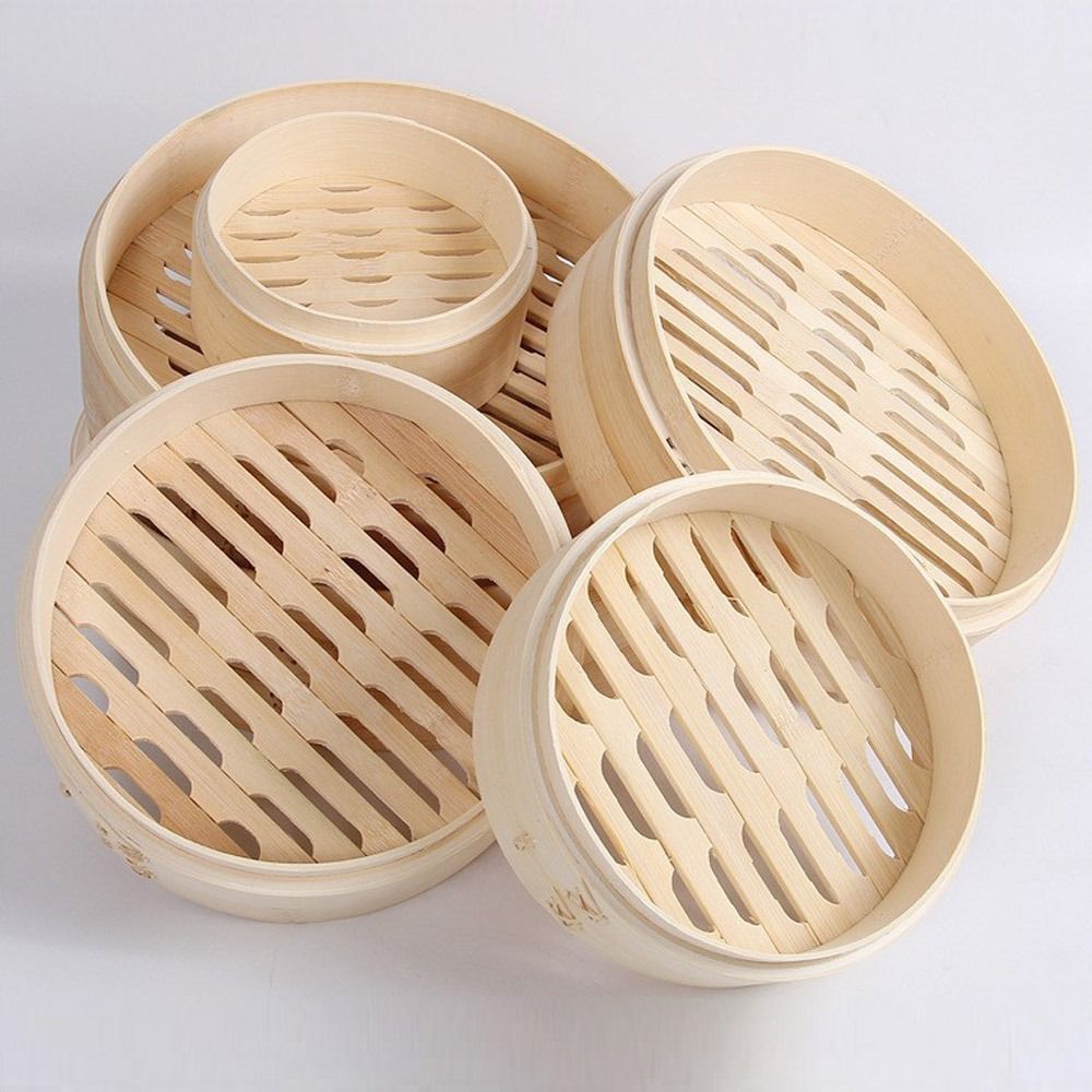 ふた付き竹製スチーマーバスケット、調理用中国製ダンプリングス - Bao Steamer Bamboo のレビューと価格
