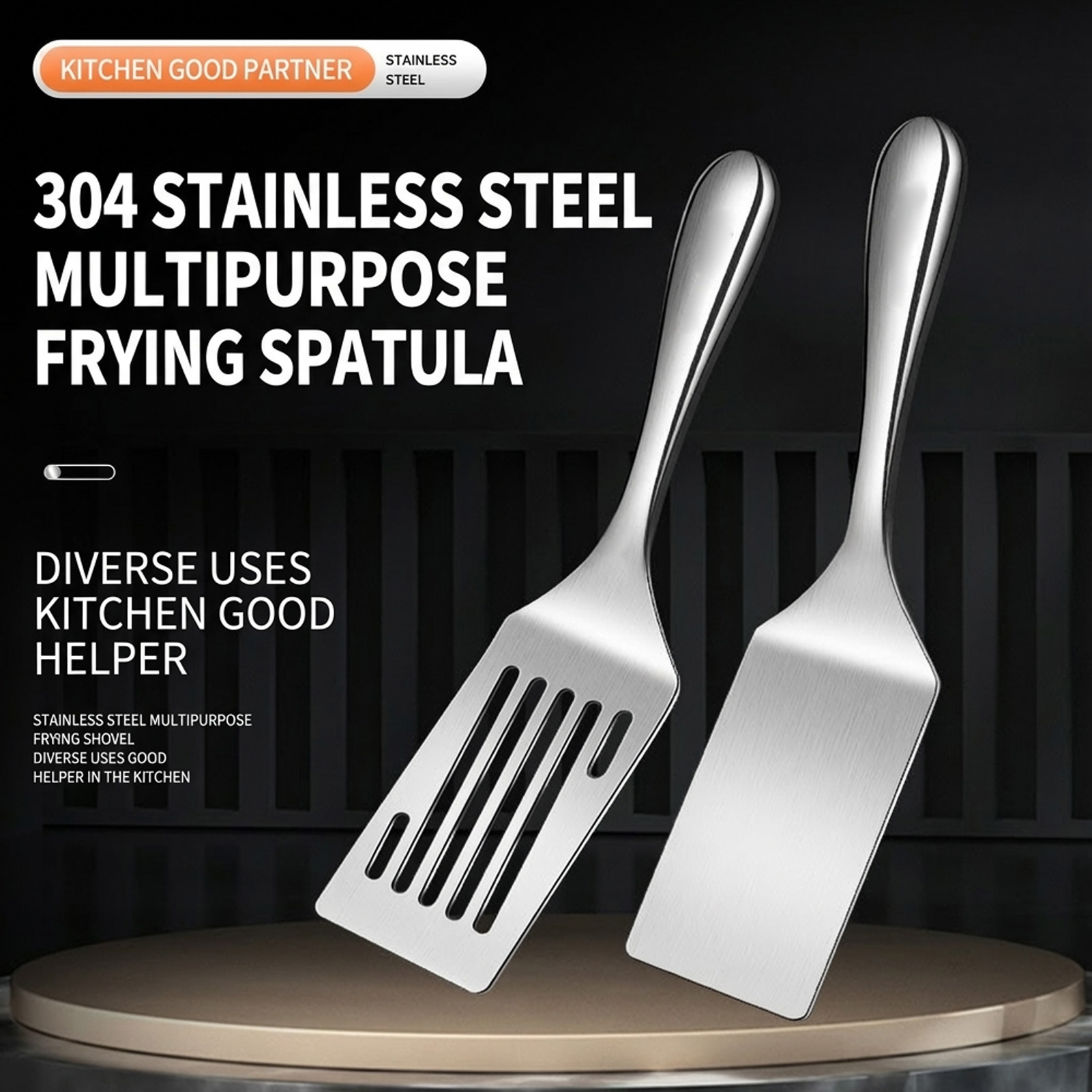 ステンレス鋼のスパチュラ、短い柄の平型ターナー、耐久性があり - Okonomiyaki Spatula のレビューと価格
