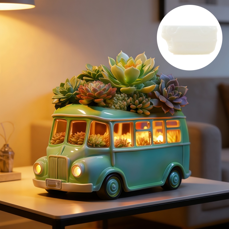 バス型多肉植物植木鉢樹脂シリコンモールド、車用収納ボックスコ - Potsticker Mold のレビューと価格