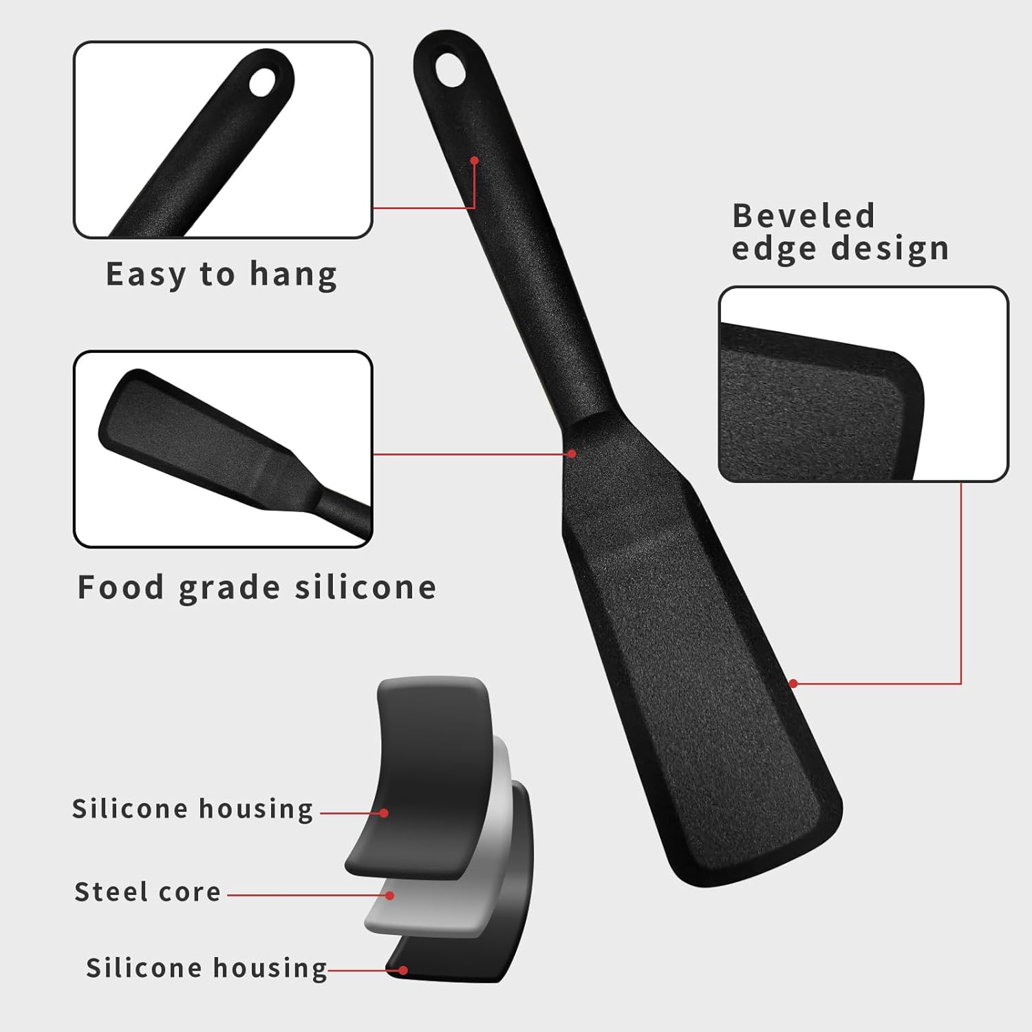 1 個の食品グレードのシリコーン薄型スパチュラ、オムレツ、パ - Okonomiyaki Spatula のレビューと価格