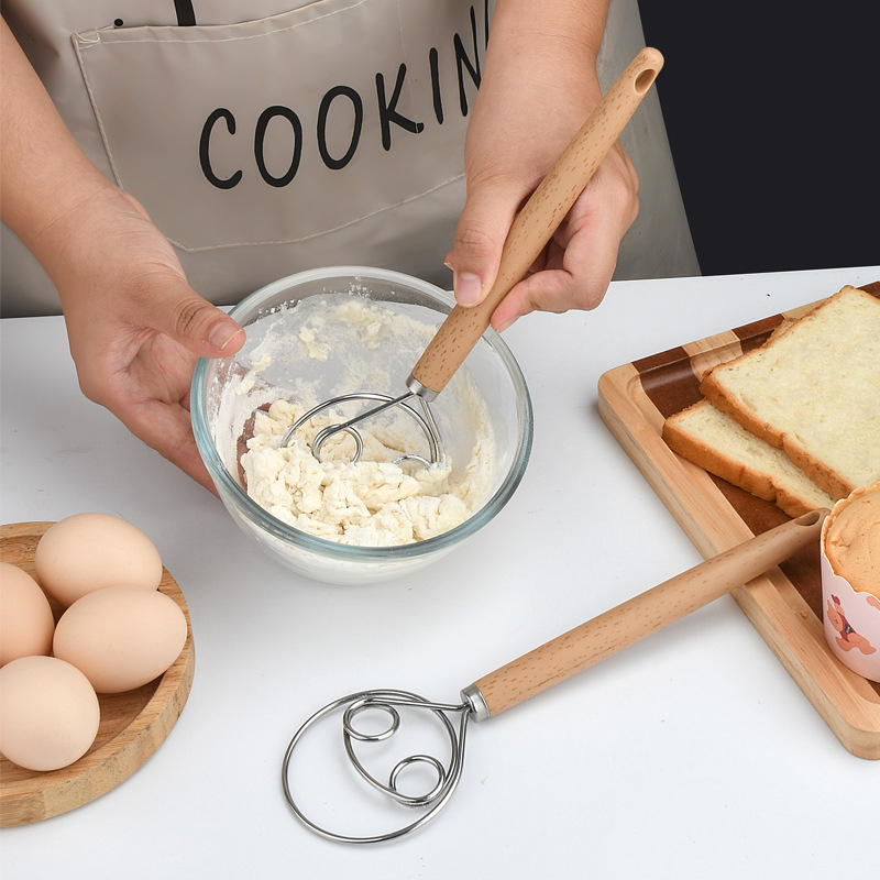 新製品・10インチステンレス製ハンドミキサー、木製ハンドル付 - Danish Pancake Pan のレビューと価格